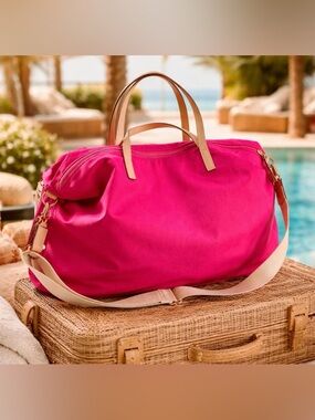 Kate spade  New York pinknylon  tote with leather straps and crossbody strap